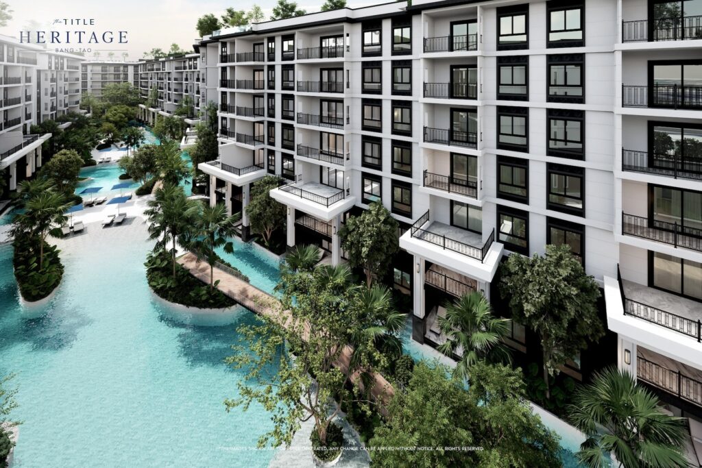 Title Heritage — aerial view of the winding pool and buildings