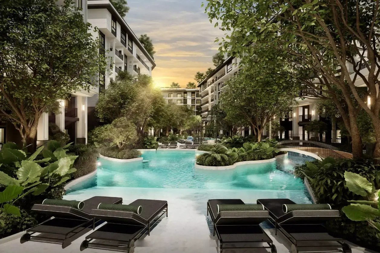 Title Heritage — pool courtyard between buildings by day