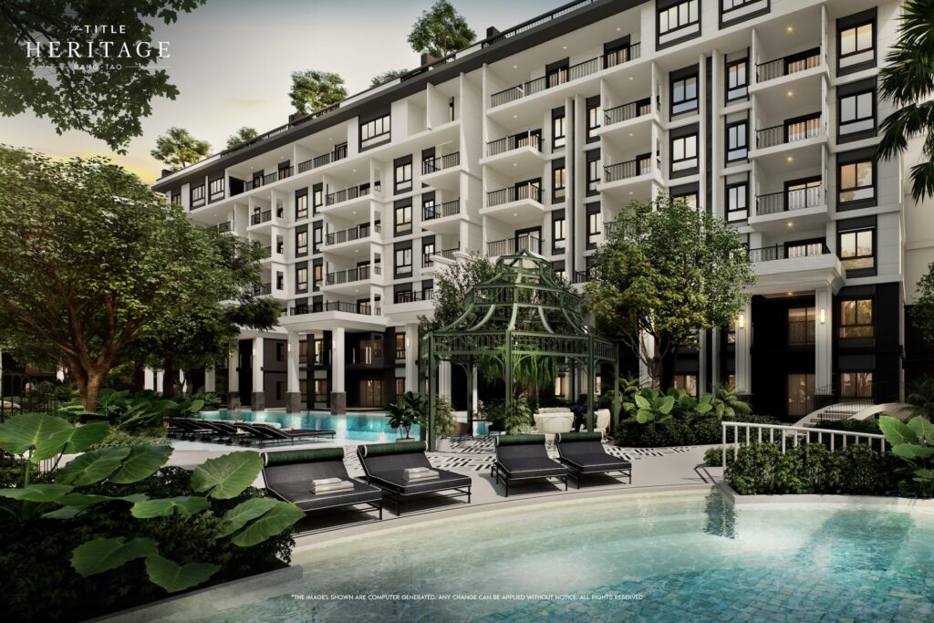 Title Heritage — building facade with poolside gazebo